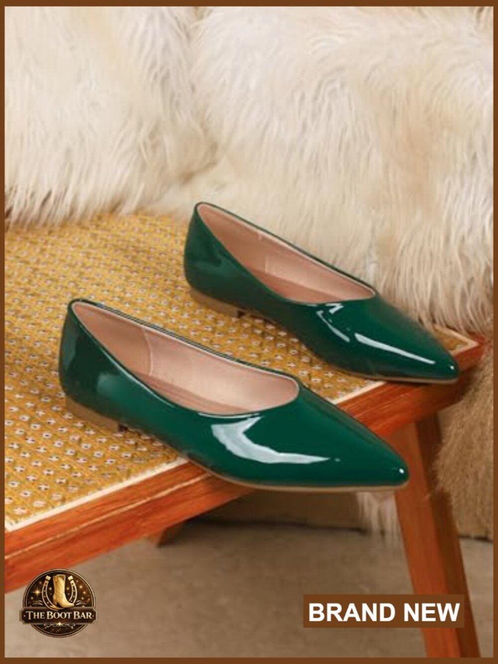 Patent Leather Pointed Toe Bow Knot Slip On Flats, Cushioned Insole, Non-Slip - Picture 2 of 7